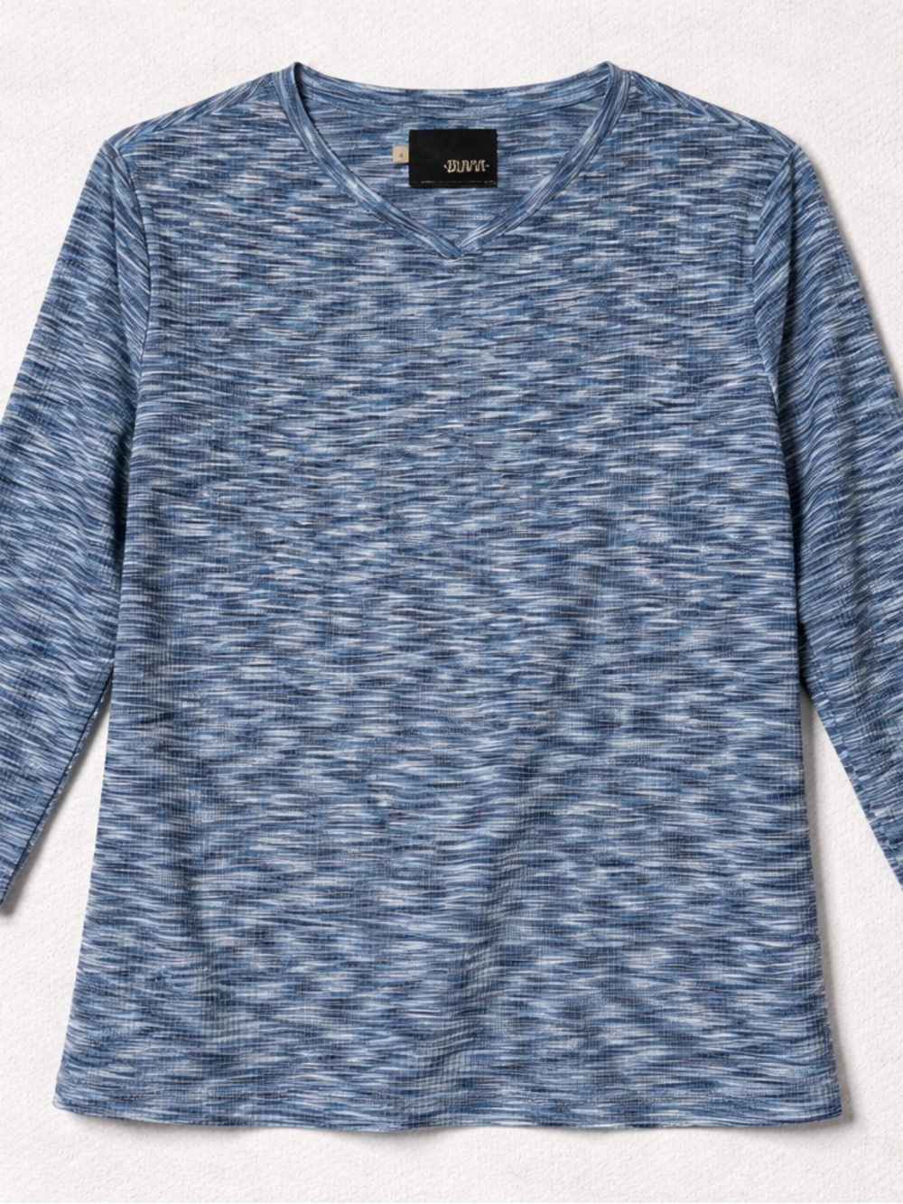 Olivvi Blue Marled V-Neck Long-Sleeve Top NWOT